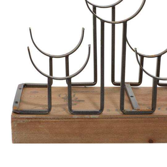 26" Brown Metal Industrial Wine Holder